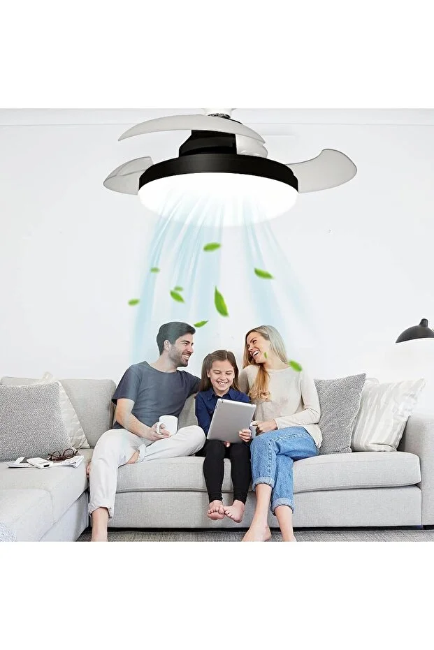 3 IŞIK RENKLİ LED IŞIKLI KATLANABİLİR HAYALET KANAT AKILLI TAVAN VANTİLATÖRÜ